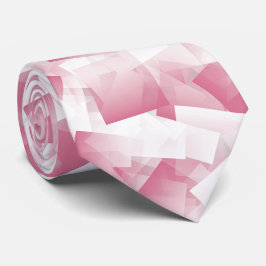 Gravata Padrão Abstrato Cubismo Rosa Branco