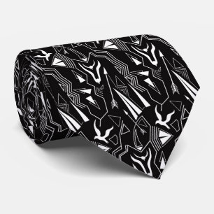 Gravata Padrão abstrato étnico listrado tribal preto e bra