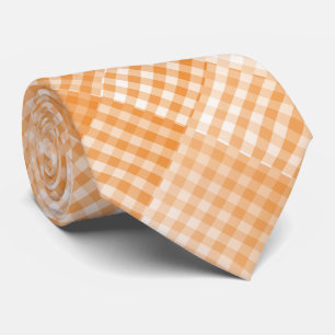 Gravata Padrão Abstrato Xadrez Laranja Branco