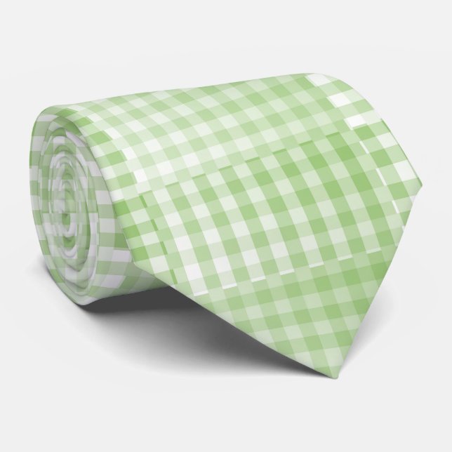 Gravata Padrão Abstrato Xadrez Verde Branco (Rolled)