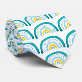 Gravata Padrão Arco-íris Amarelo Verde Azul