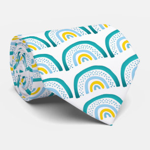 Gravata Padrão Arco-íris Amarelo Verde Azul