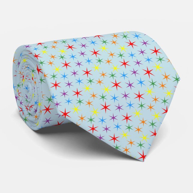 Gravata Padrão Arco-íris mini Estrelas  (Rolled)