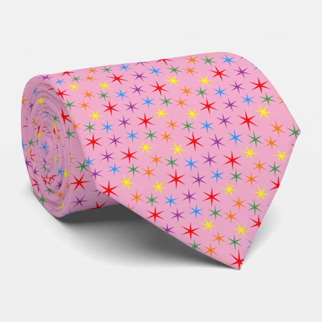 Gravata Padrão Arco-íris mini Estrelas (Rolled)