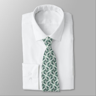 Gravata Padrão Art Déco Elegante com Folhagem Verde
