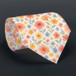 Gravata Padrão Artístico Floral Francês Chic Despojado Ele<br><div class="desc">Esta gravata única apresenta um charmoso e contemporâneo padrão francês shabby chic. Ela exibe um design floral botânico com lindas rosas laranja coral pastel, flores rosa, vermelhas, azul claro e folhas verde-sage dispostas de forma encantadora contra um fundo branco crocante. Esta gravata distinta e elegante é perfeita para o empresário...</div>