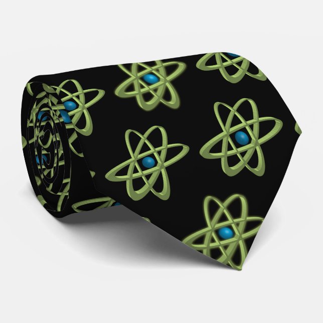 Gravata Padrão Atom personalizável de cor preta de fundo (Rolled)
