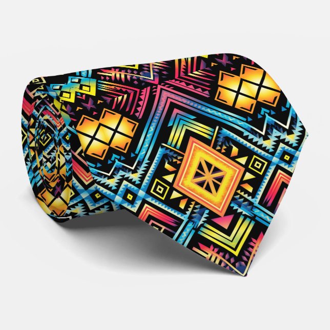 Gravata Padrão Aztec do azulejo legal (Rolled)