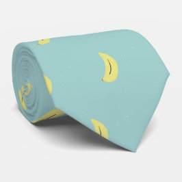 Gravata Padrão azul de desenho da banana amarela