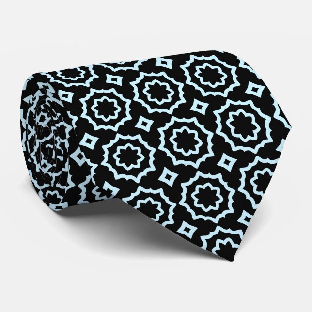Gravata Padrão azul preto e claro (Rolled)