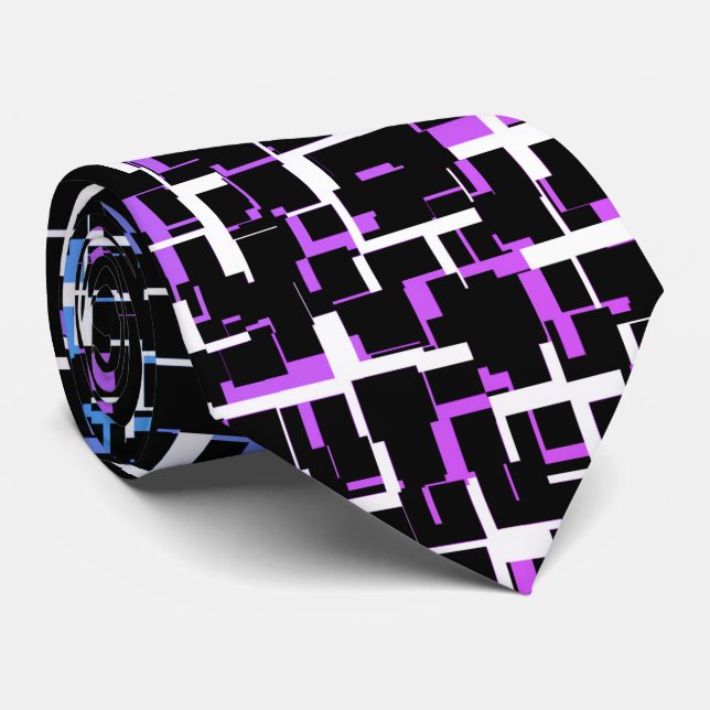 Gravata Padrão Azul Roxo Preto da Camo Digital (Rolled)