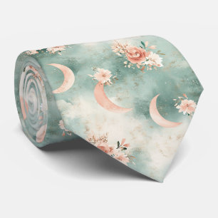 Gravata Padrão Boho Celestial Floral Lua (7)