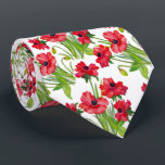 Gravata Padrão bonito de Cópulas de Água Vermelha em Branc<br><div class="desc">Bonito padrão de papoila de cor vermelha.</div>