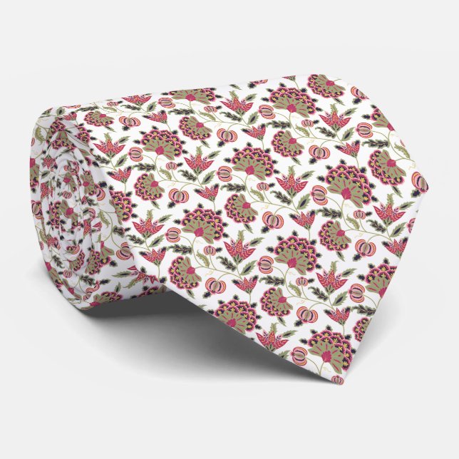 Gravata Padrão Botânico Damask Boho Retro (Rolled)
