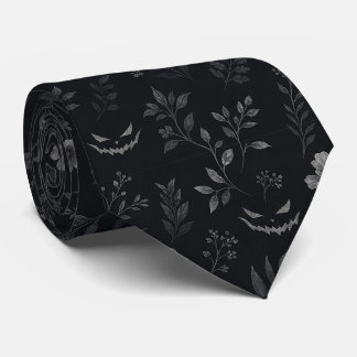 Gravata Padrão Botânico de Halloween Elegante e Escuro – P