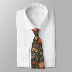 Gravata Padrão Botânico de Terracota Salvia Dark Boho