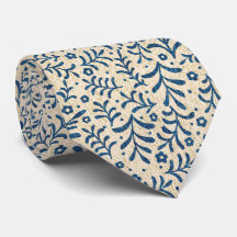 Padrão Botânico Elegante Azul e Creme
