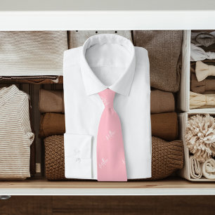Gravata Padrão branco rosa padrão moderno script