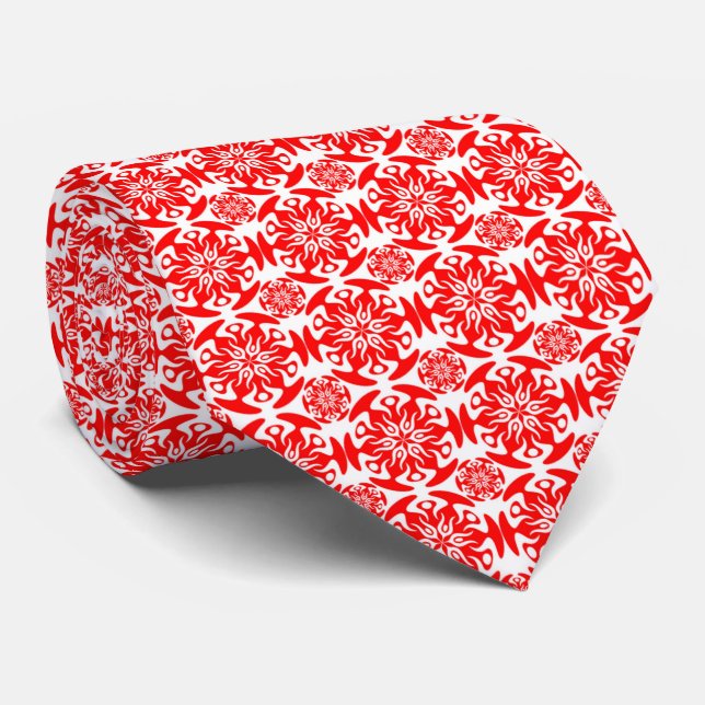 Gravata padrão branco vermelho B 2-22 (Rolled)