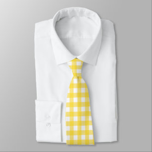 Gravata Padrão Brilhante de Gingham em Amarelo, Amarelo Cl