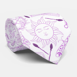 Gravata padrão bruxaria 2506.Roxo. BG branco