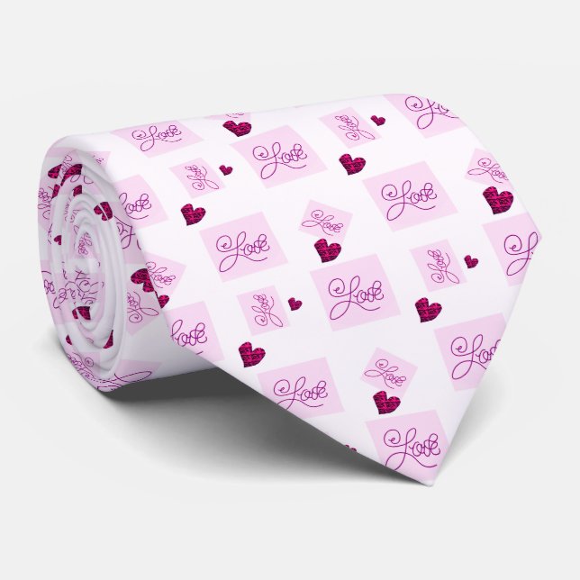 Gravata Padrão cardíaco de amor em bloco2 (Rolled)