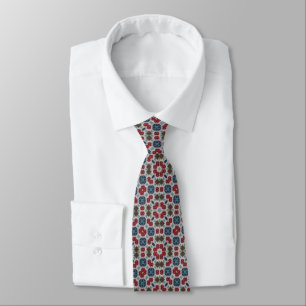 Gravata Padrão Casual Azul e Vermelho Escuro modelo