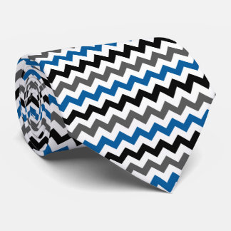 Gravata Padrão Chevron Fundo Cinza Azul Preto Branco