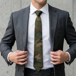 Gravata Padrão Clássico de Camuflagem Militar Florestal