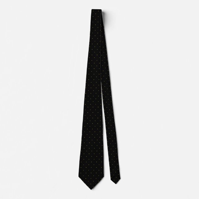 Gravata Padrão clássico de preto e Bolinhas Dourada mascul (Frente)