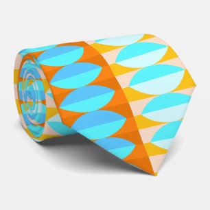Gravata Padrão Colorido Turquesa Azul Laranja Amarelo