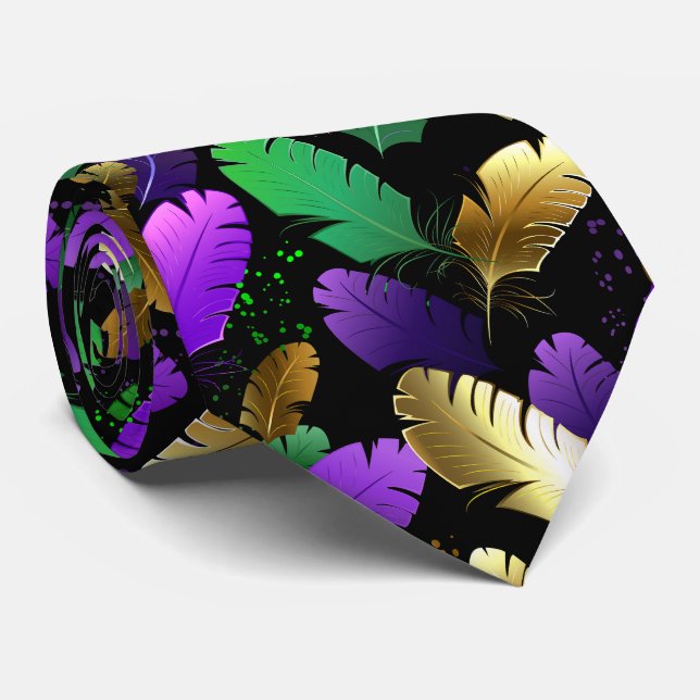 Gravata Padrão contínuo com penas de Mardi Gras (Rolled)
