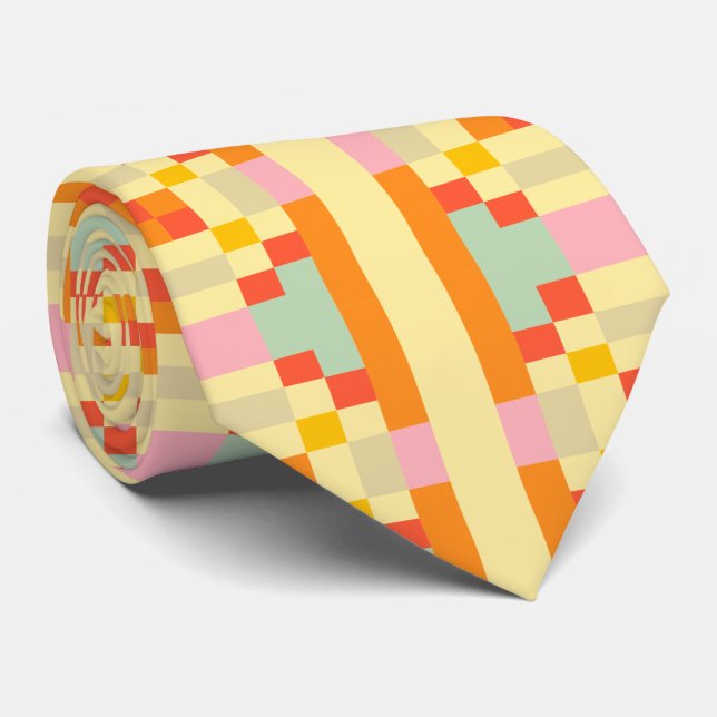 Gravata Padrão contínuo de arte pixel geométrico moderno (Rolled)