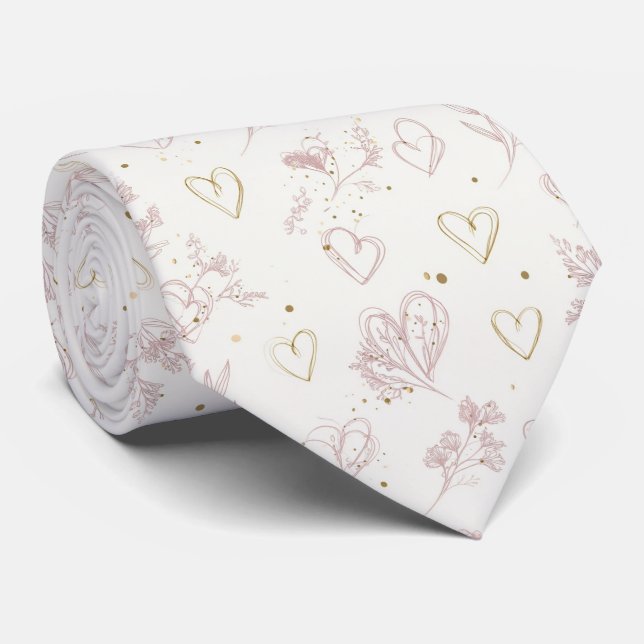 Gravata Padrão contínuo de corações de valentim minimalist (Rolled)
