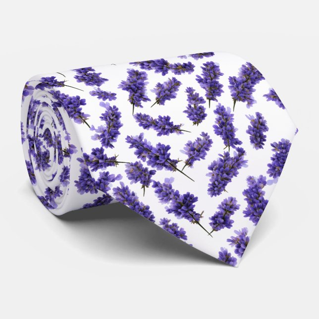 Gravata Padrão contínuo de flor de lavanda (Rolled)