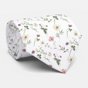 Gravata Padrão contínuo de flores silvestres em aquarela