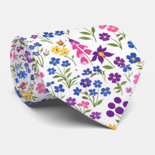 Gravata Padrão contínuo de flores silvestres minimalistas 