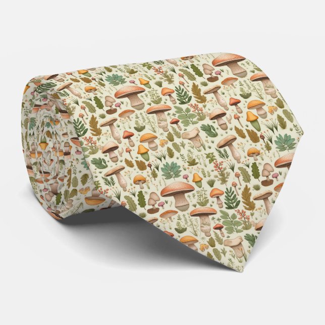 Gravata Padrão contínuo de Floresta de Cogumelos Outonais  (Rolled)