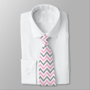 Gravata Padrão Cor-de-rosa, Cinza-k Wht Grande Chevron Zi