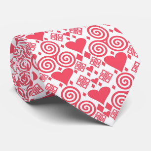 Gravata Padrão Cor-de-rosa, vermelho e branco do dia de os