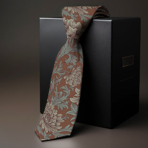Gravata Padrão Crisântemo de William Morris Azul Turquesa