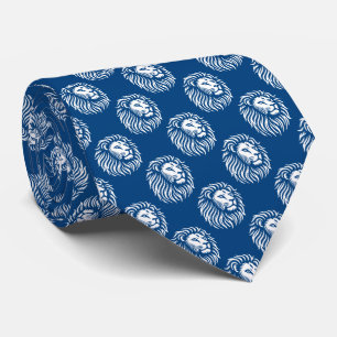 Gravata Padrão da cabeça do leão - Branco no azul Shibori
