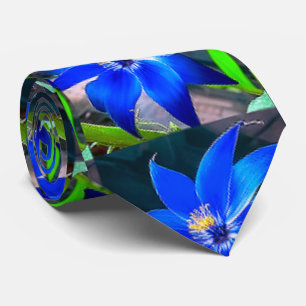 Gravata Padrão das flores azuladas profundas