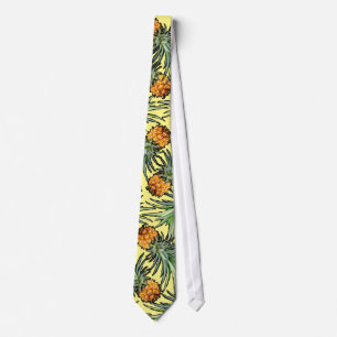 Gravata Padrão de abacaxi tropical em amarelo