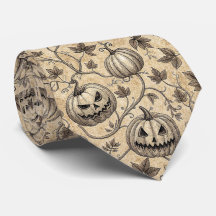 Padrão de Abóbora de Halloween Vintage com Videira