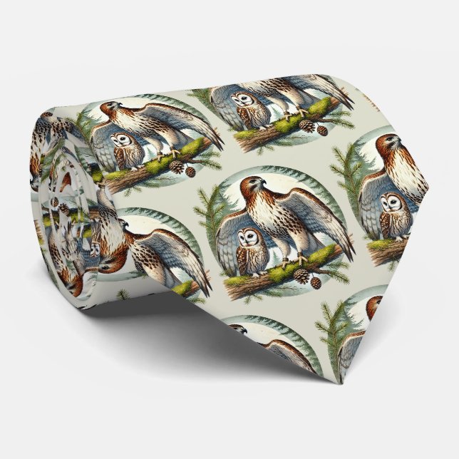 Gravata Padrão de águia de coruja com azulejos legais (Rolled)