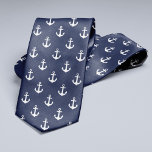 Gravata Padrão de Âncoras Azul do marinho<br><div class="desc">Na moda náutica perfeita para dias casuais no escritório ou um fim de semana na praia.</div>