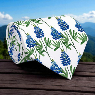 Gravata Padrão de Aquarela de Bluebonnet Texas Wildflower