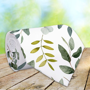 Gravata Padrão de Aquarela de Folhas Verdes Monogramadas