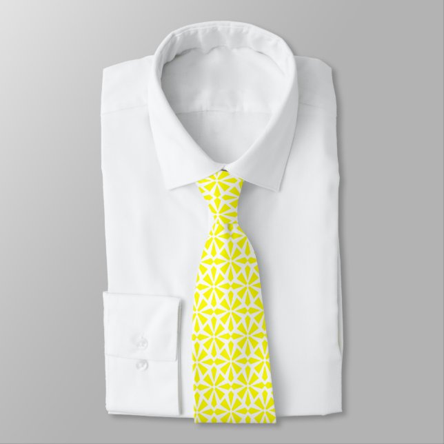 Gravata Padrão de Art Deco II - Amarelo em branco (Amarrado)